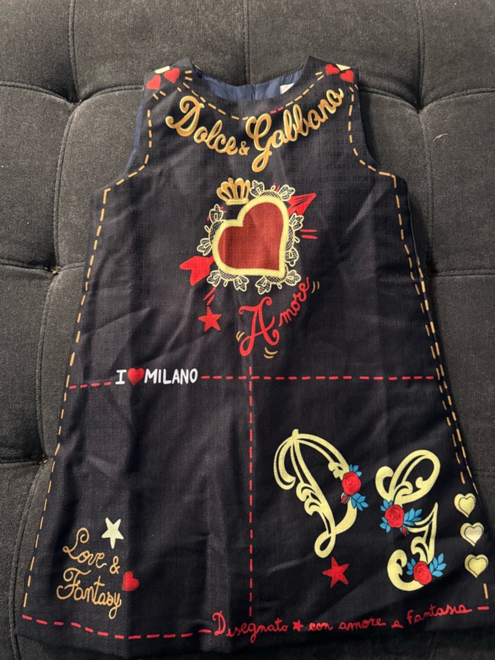 Dolce & Gabbana Girls' Navy 'Amore' Heart Print Casual Dress